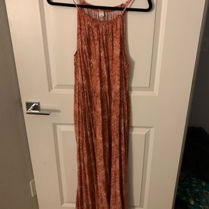 Old Navy, Peach Floral High Neck Maxi Dress